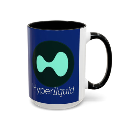 Hyperliquid White font Blue Accent Mug by cypherpunkgear.com