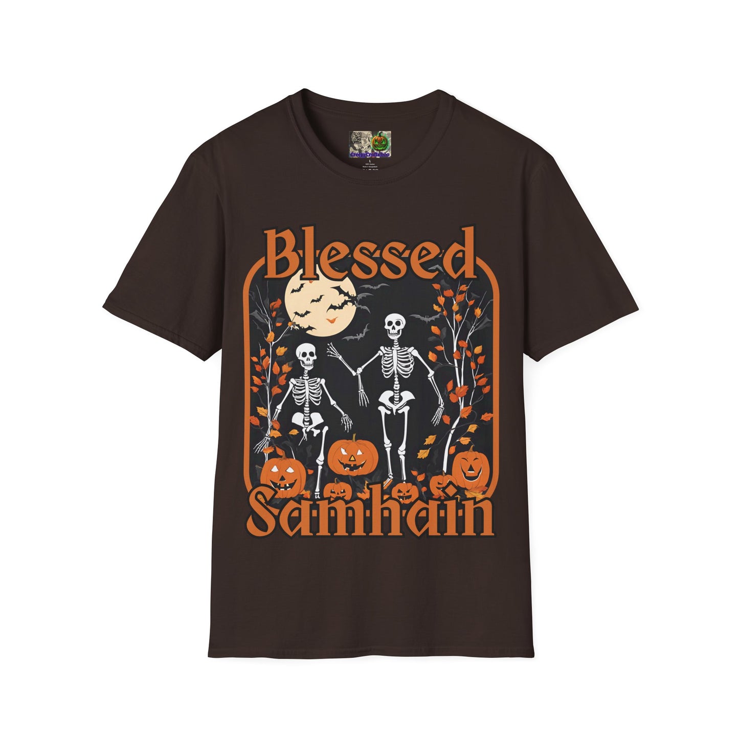 Spooktacular Skeletons of Samhain Dark colors Unisex T-Shirt by CreepyCrafts.boo