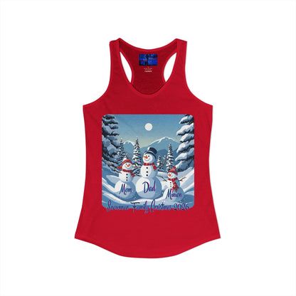 Snowman Family of 3 Women's Racerback Tank Top by cypherpunkgear.com