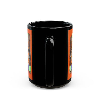 Spooky Happy Halloween Ghost Mixed font Orange Mug by CreepyCrafts.boo