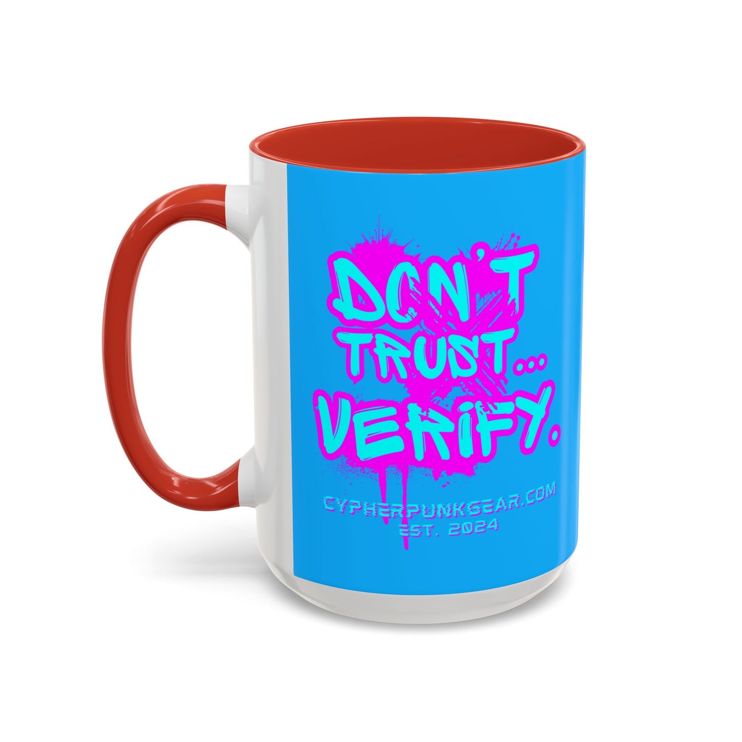 Don't Trust...Verify. Light Blue Accent Mug by cypherpunkgear.com