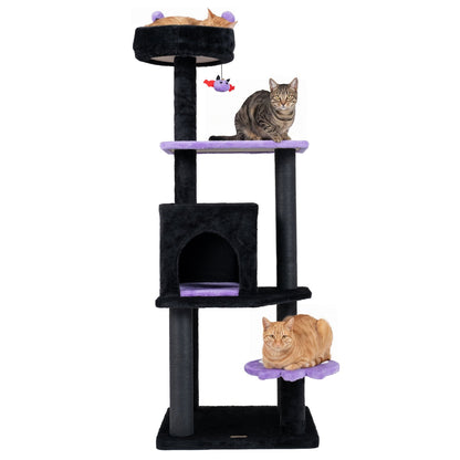 57" Gothic Cat Tower with Padded Perch and Spider Toy
