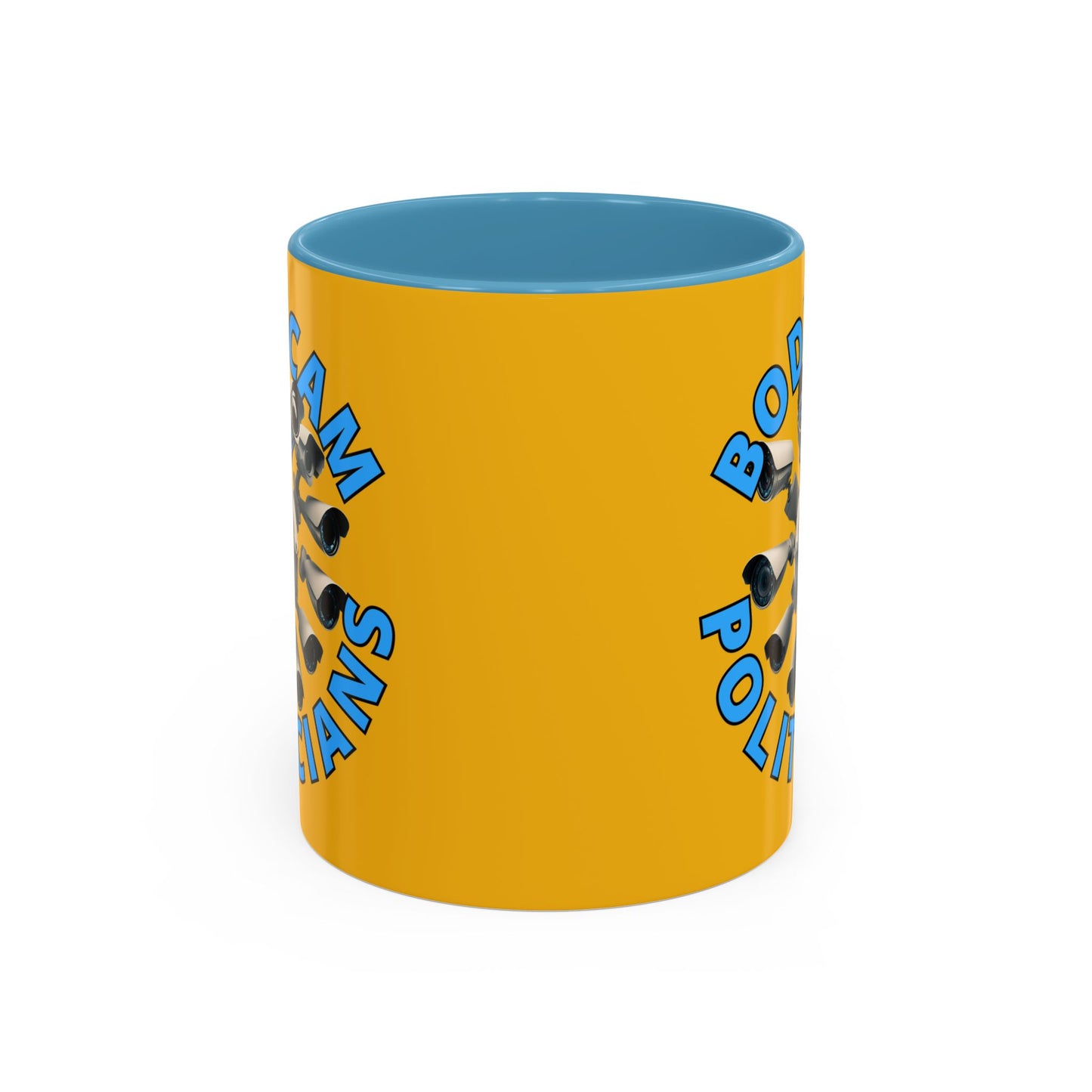 Bodycam the Politicians Cameras Yellow Accent Mug by cypherpunkgear.com