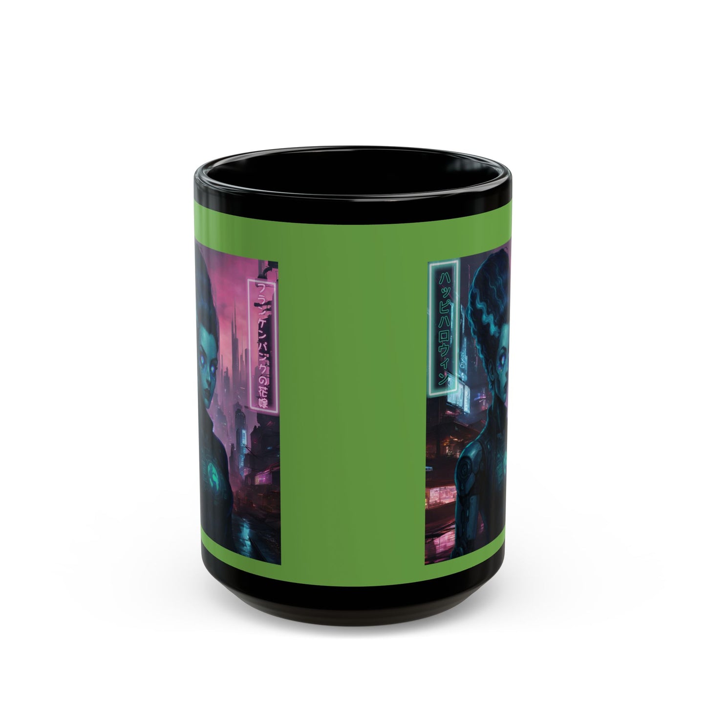 Neon Bride of Frankenstein Green Mug by CreepyCrafts.boo