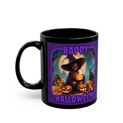 Happy Halloween Cute Witch Purple font Purple Mug by CreepyCrafts.boo