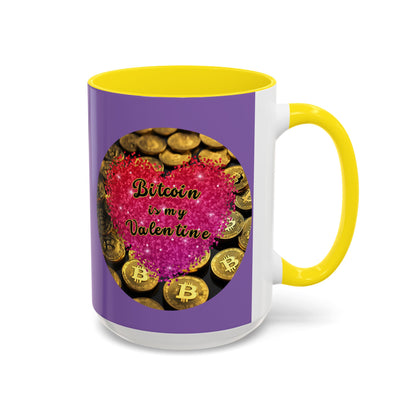 Bitcoin is My Valentine Light Purple Accent Mug by cypherpunkgear.com