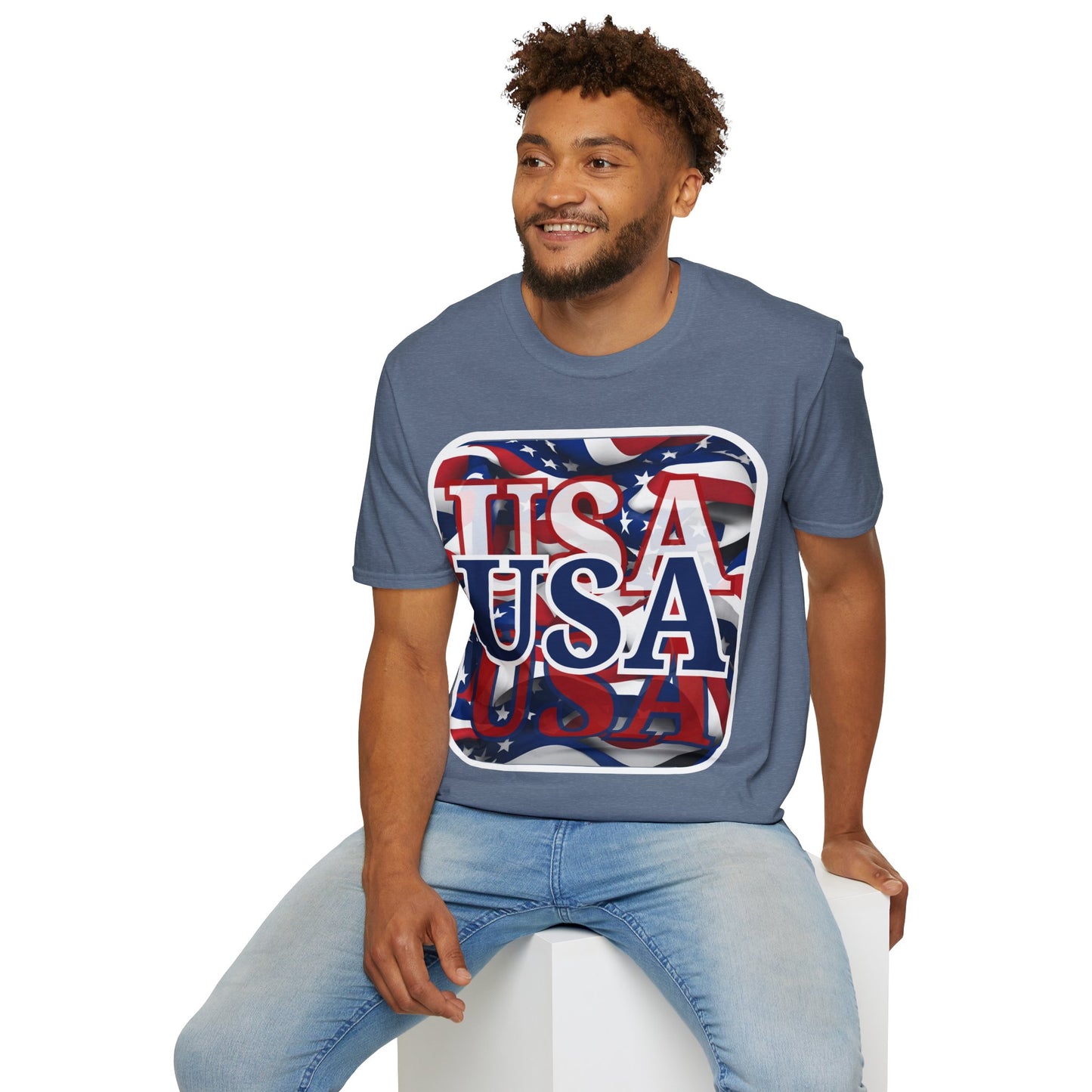 Red White and BLUE USA Patriot Dark colors Unisex T-Shirt by cypherpunkgear.com