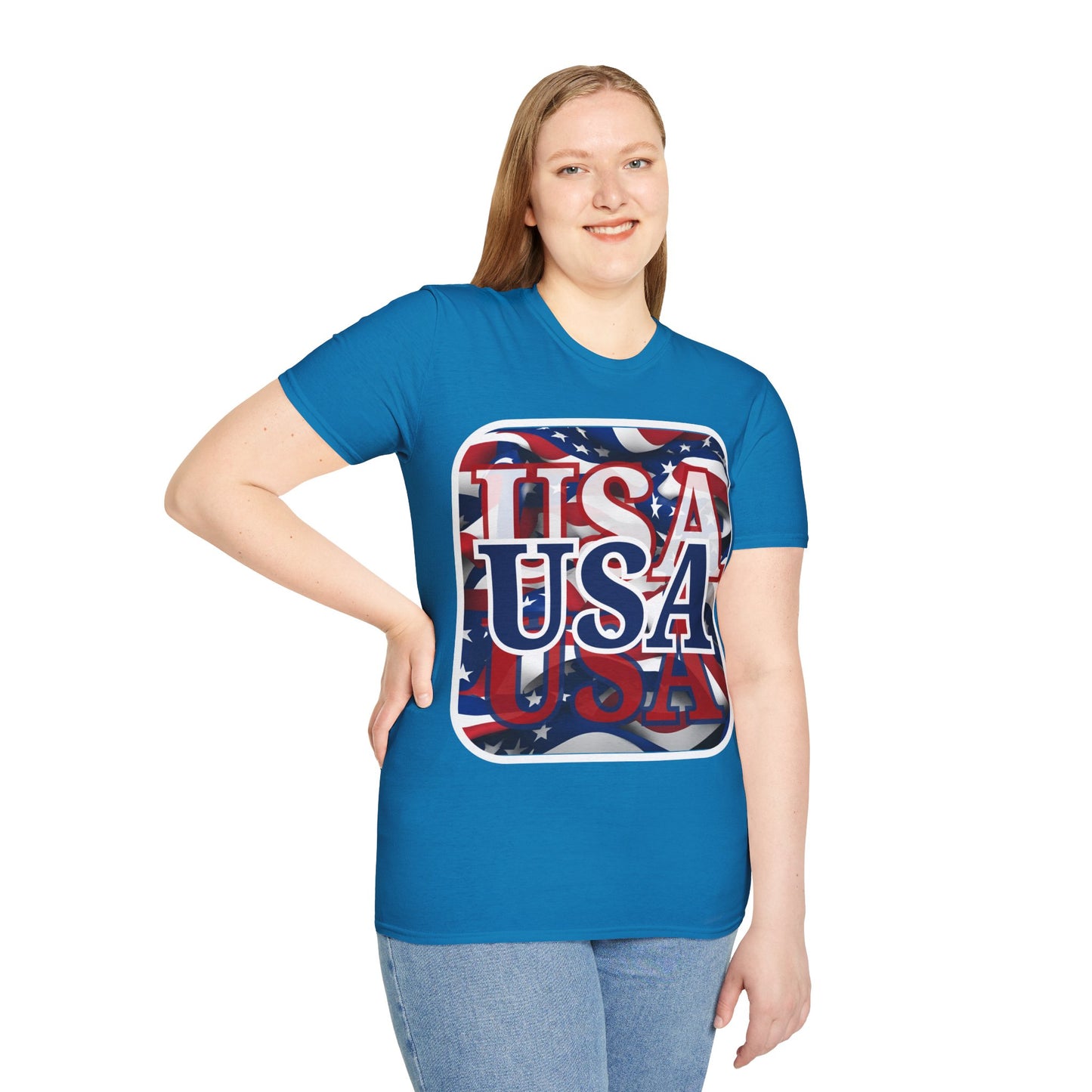 Red White and BLUE USA Patriot Dark colors Unisex T-Shirt by cypherpunkgear.com