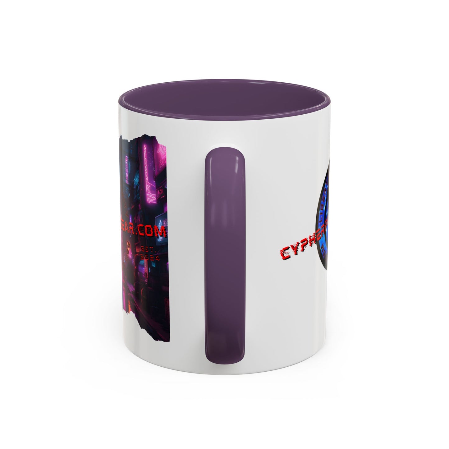 2-sided, cypherpunkgear.com Logo & Cityscape Accent Mug by cypherpunkgear.com