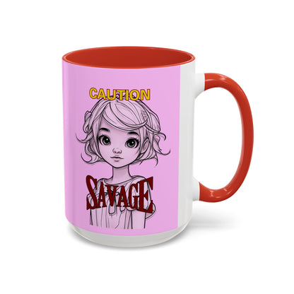 Caution, Savage Pink Accent Mug by cypherpunkgear.com