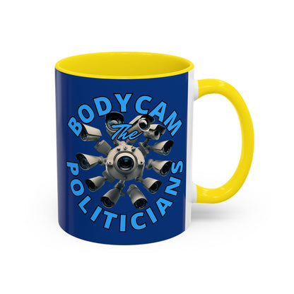 Bodycam the Politicians Cameras Blue Accent Mug by cypherpunkgear.com
