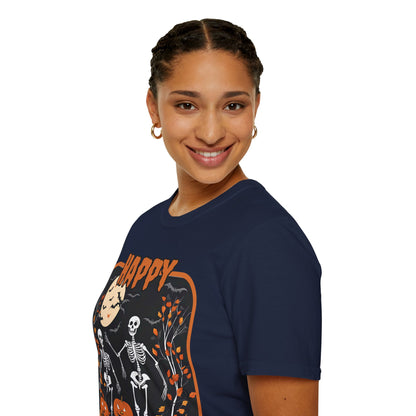 Spooktacular Skeletons of Halloween Dark colors Unisex T-shirt by CreepyCrafts.boo
