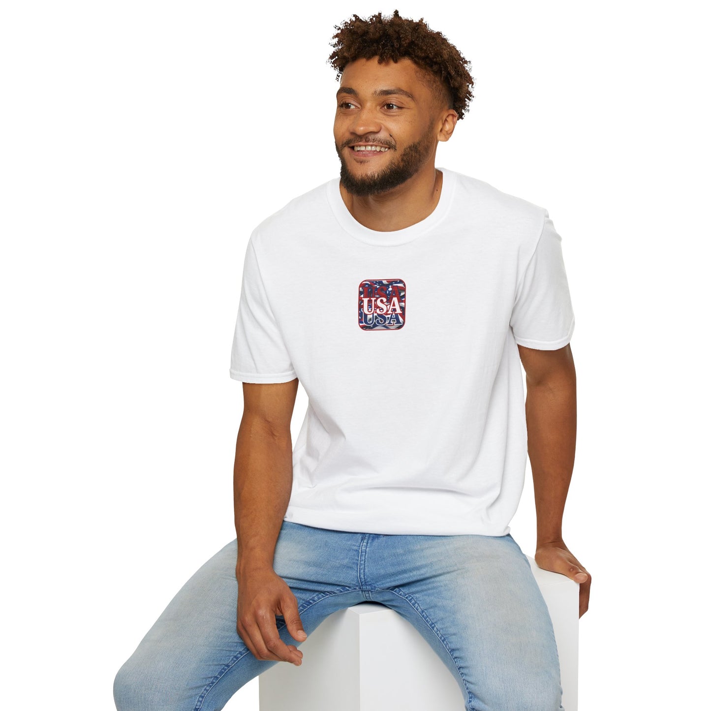 2-sided Red WHITE and Blue USA Patriot Light colors Unisex T-Shirt by cypherpunkgear.com