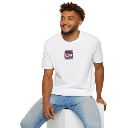 2-sided Red WHITE and Blue USA Patriot Light colors Unisex T-Shirt by cypherpunkgear.com