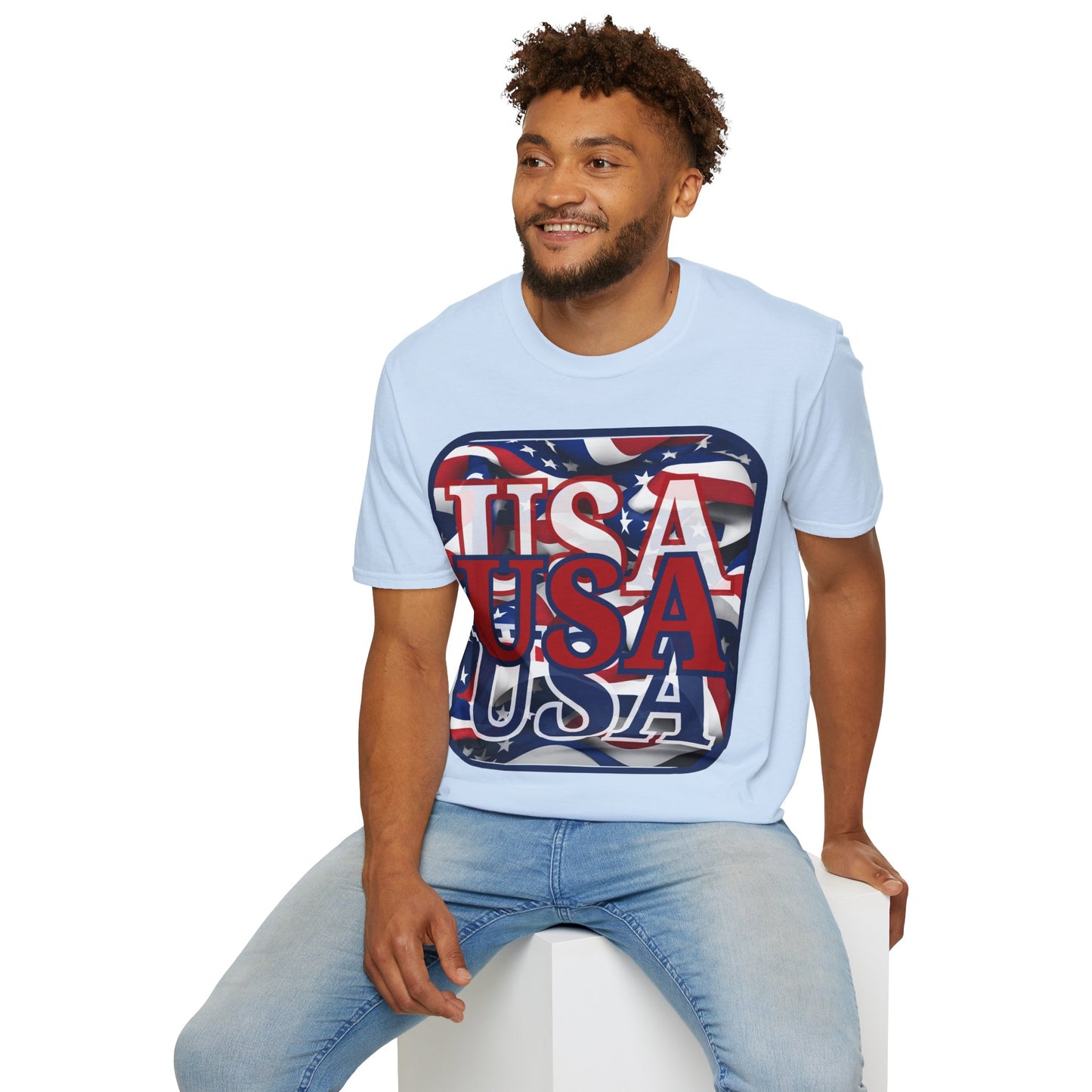 RED White and Blue USA Patriot Light colors Unisex T-Shirt by cypherpunkgear.com