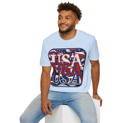RED White and Blue USA Patriot Light colors Unisex T-Shirt by cypherpunkgear.com