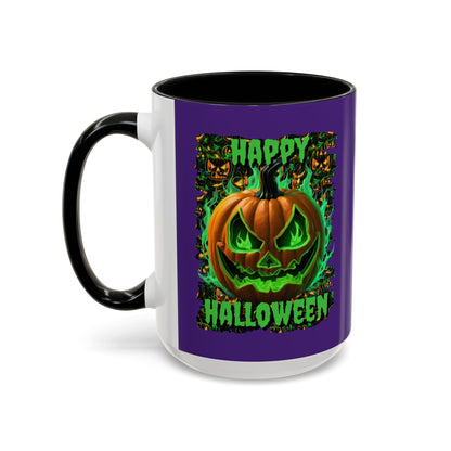 Happy Halloween Green Jack Purple Accent Mug by CreepyCrafts.boo