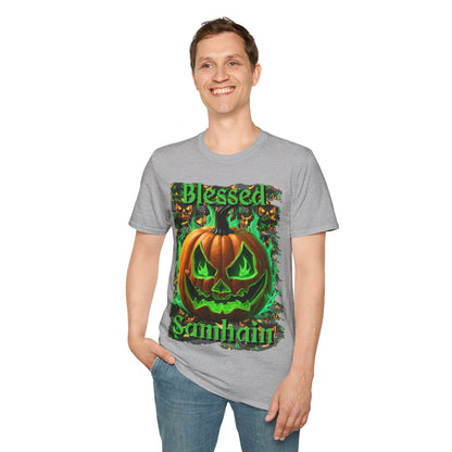 Blessed Samhain Green Jack Unisex T-Shirt by cypherpunkgear