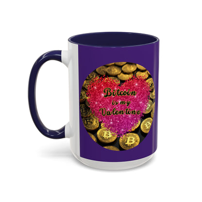 Bitcoin is My Valentine Purple Accent Mug by cypherpunkgear.com