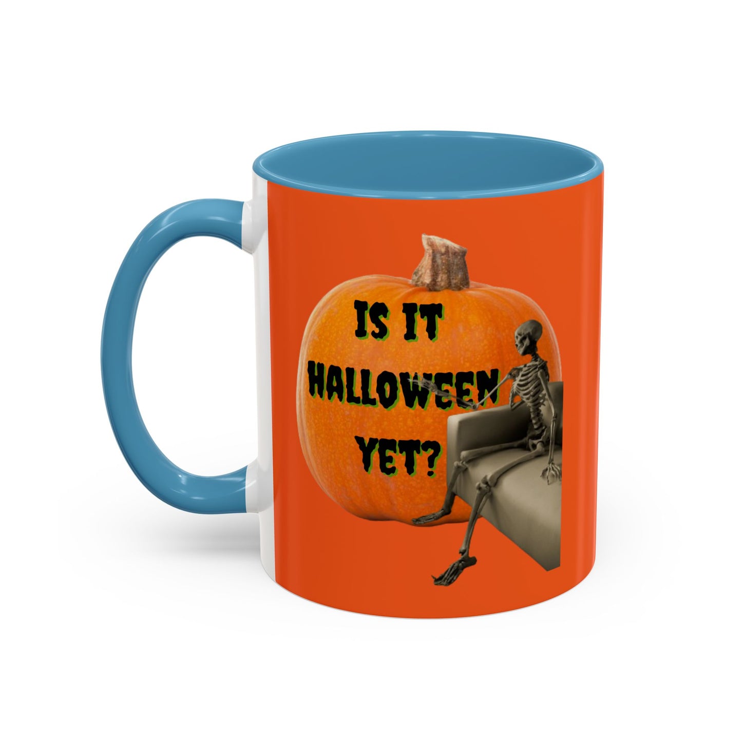 Is it Halloween yet? Skeleton's Giant Pumpkin Orange Accent Mug by CreepyCrafts.boo
