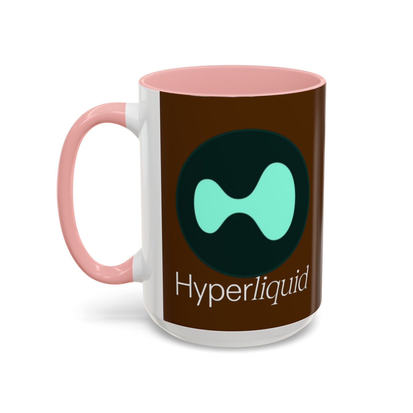 Hyperliquid White font Brown Accent Mug by cypherpunkgear.com