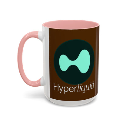 Hyperliquid White font Brown Accent Mug by cypherpunkgear.com