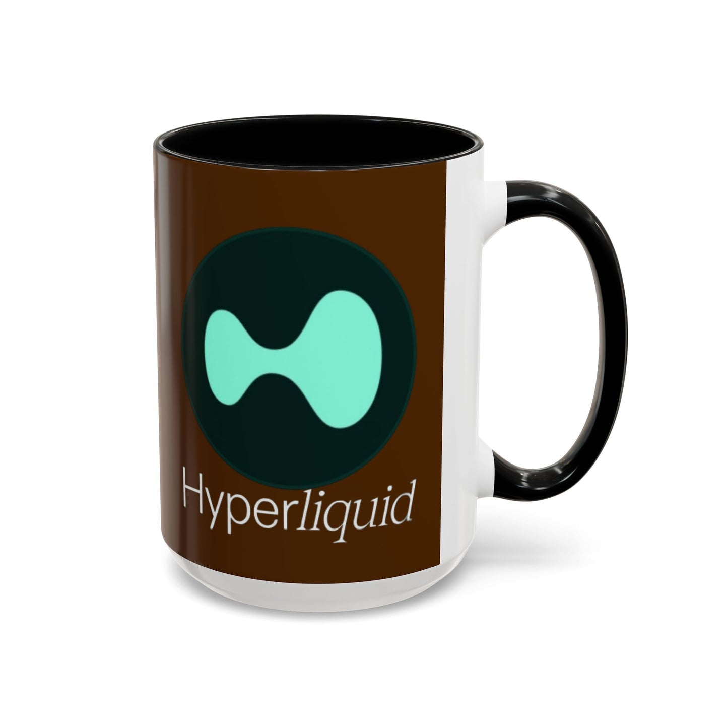 Hyperliquid White font Brown Accent Mug by cypherpunkgear.com