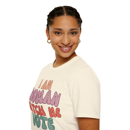 I Am Woman Watch Me Vote LTcolors Unisex T-Shirt by cypherpunkgear.com