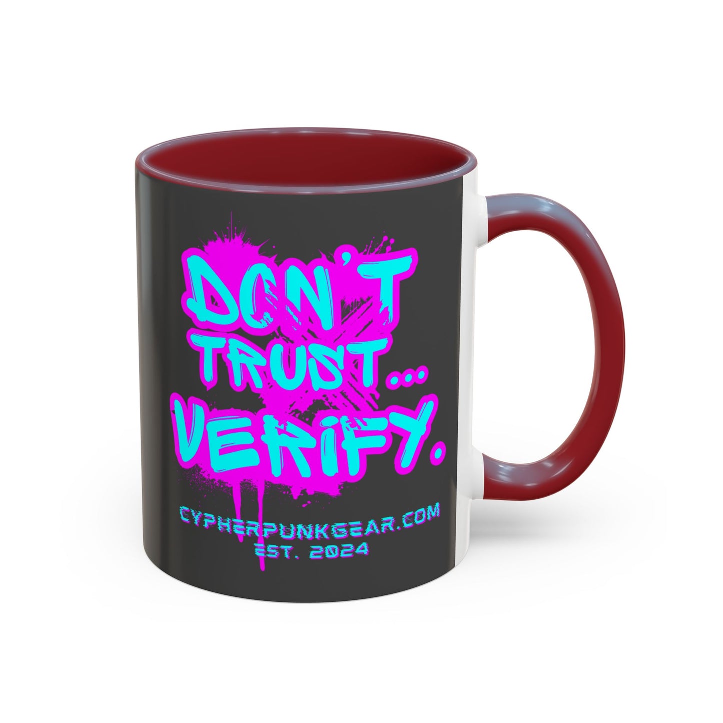 Don't Trust...Verify. Grey Accent Mug by cypherpunkgear.com
