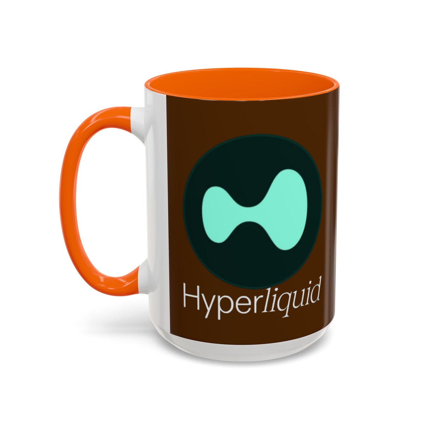 Hyperliquid White font Brown Accent Mug by cypherpunkgear.com