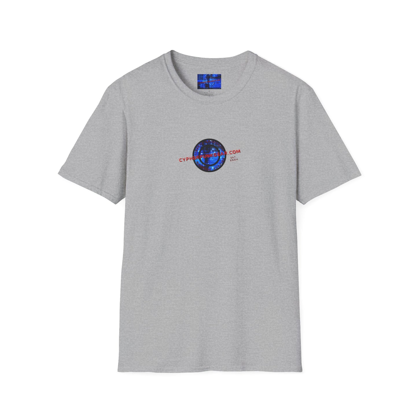 2-sided, cypherpunkgear.com Logo & Cityscape Light colors Unisex T-Shirt by cypherpunkgear.com