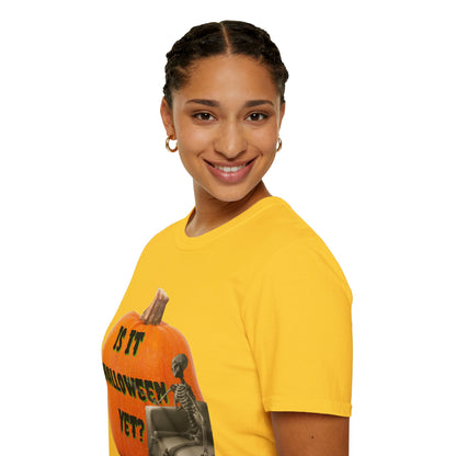 Is it Halloween yet? Skeleton's Giant Pumpkin Light colors Unisex T-Shirt by CreepyCrafts.boo