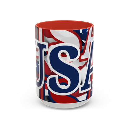 USA! USA! USA BLfont Patriot Accent Mug by cypherpunkgear