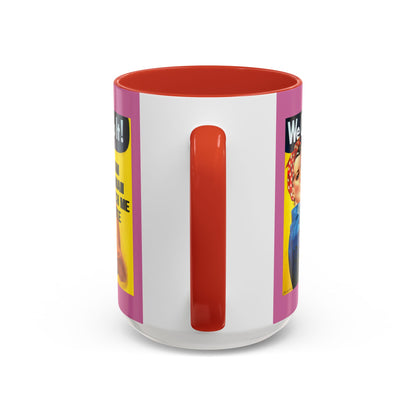 I Am Woman Watch Me Vote Rosie Pink Accent Mug by cypherpunkgear.com