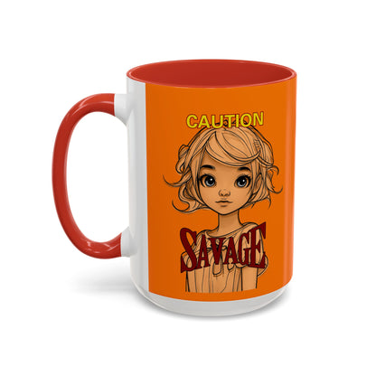 Caution, Savage Orange Accent Mug by cypherpunkgear.com