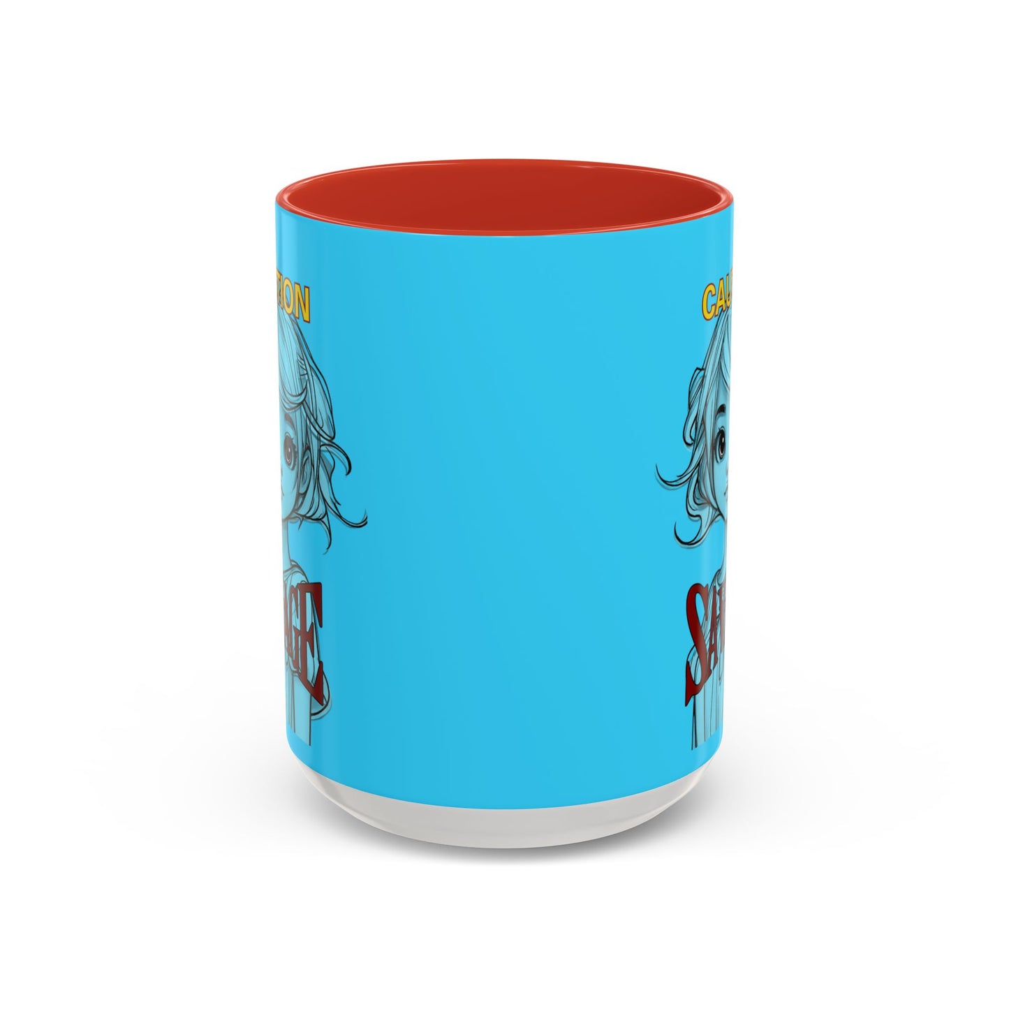 Caution, Savage Light Blue Accent Mug by cypherpunkgear.com