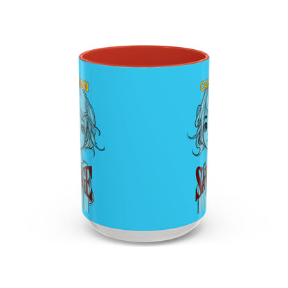 Caution, Savage Light Blue Accent Mug by cypherpunkgear.com