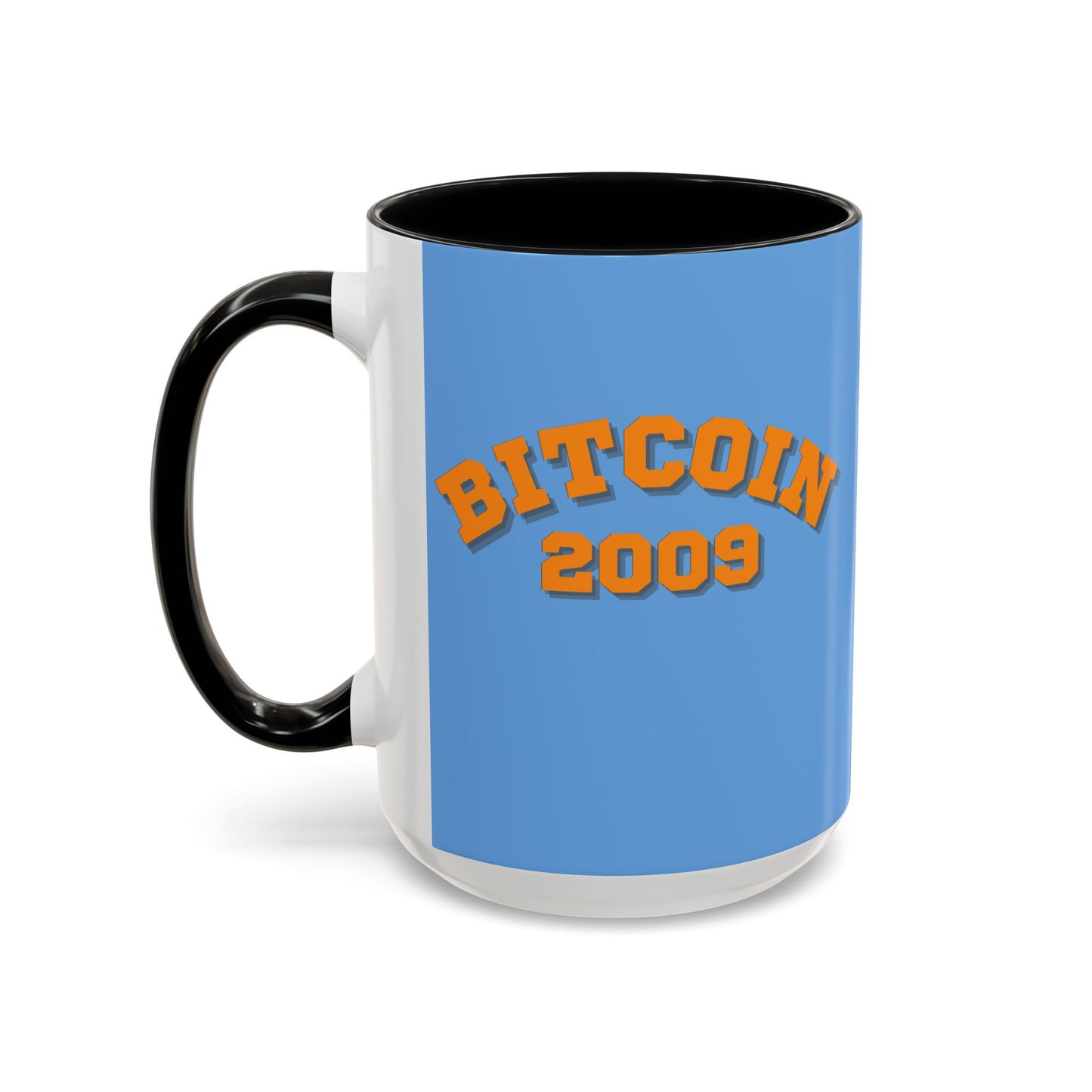 Bitcoin 2009 Light Blue Accent Mug by cypherpunkgear.com