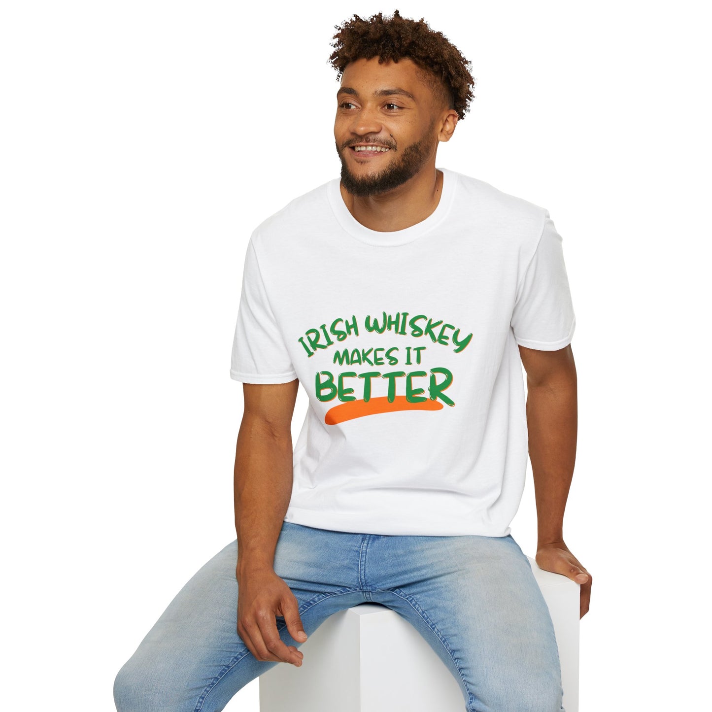 Irish Whiskey makes it better GNfont LTcolors Unisex T-Shirt by cypherpunkgear.com