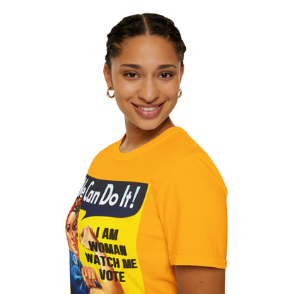 I Am Woman Watch Me Vote Rosie Light colors Unisex T-Shirt by cypherpunkgear.com