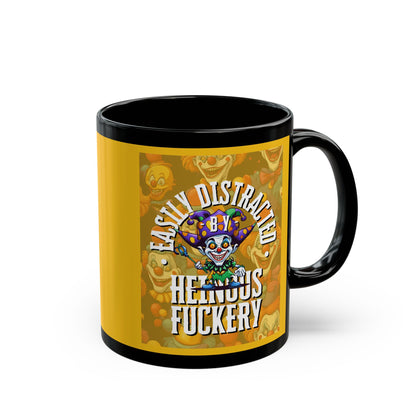 Easily Distracted by Heinous Fuckery Little Jinx Yellow Mug by cypherpunkgear.com