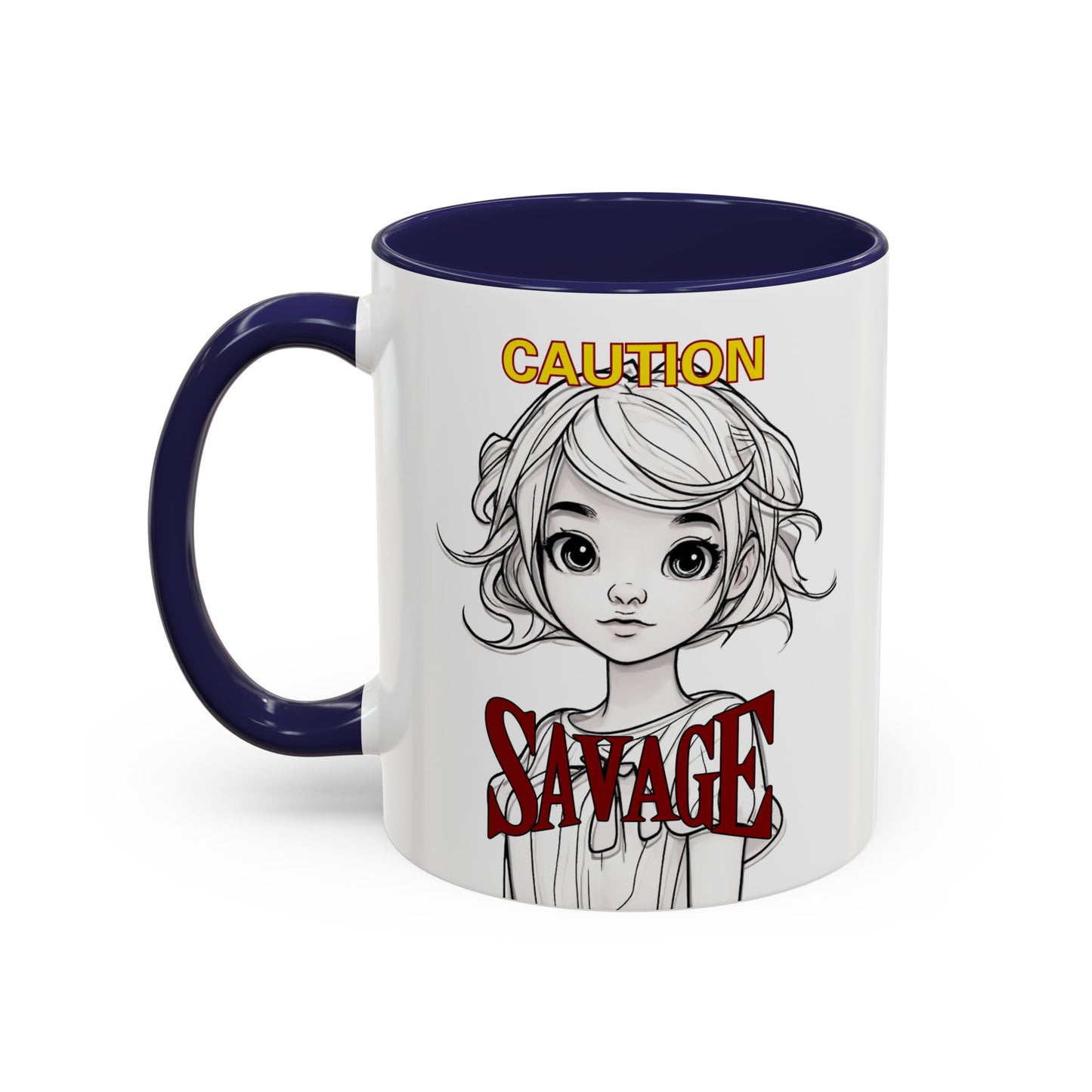 Caution, Savage White Accent Mug by cypherpunkgear.com