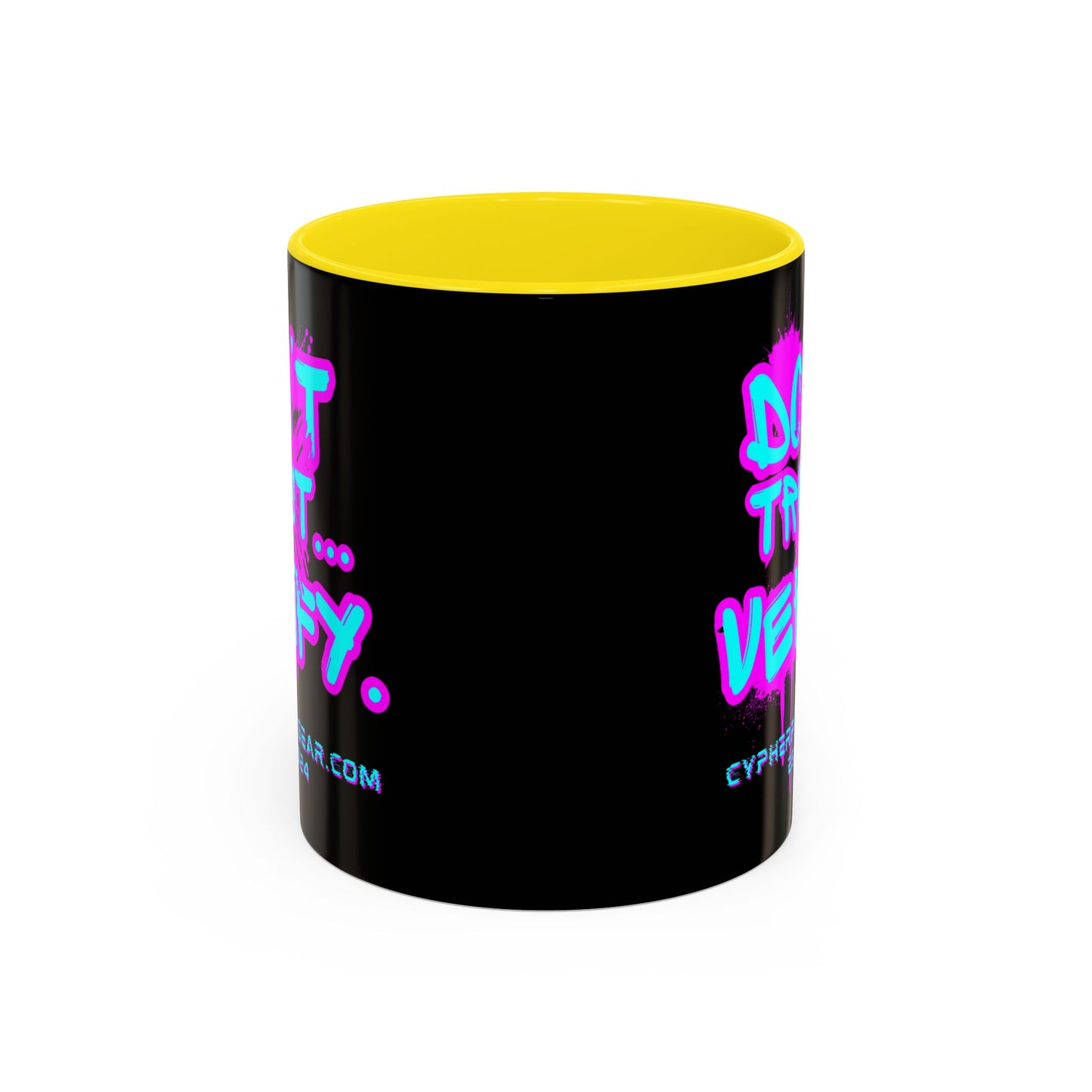 Don't Trust...Verify. Black Accent Mug by cypherpunkgear.com