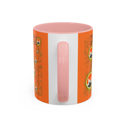 Monero (XMR) don't assume your freedoms are assured Orange Accent Mug by cypherpunkgear.com