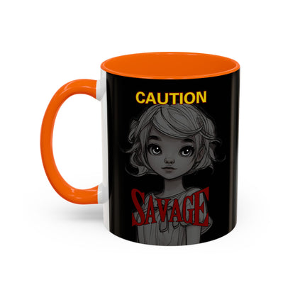 Caution, Savage Black Accent Mug by cypherpunkgear.com