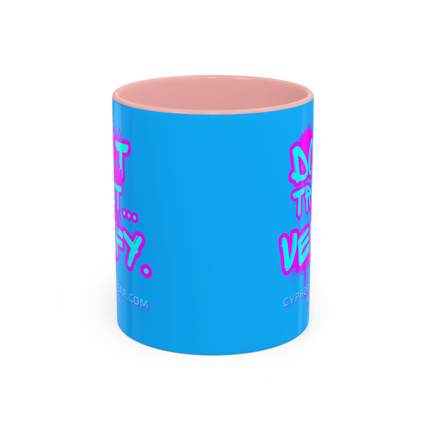 Don't Trust...Verify. Light Blue Accent Mug by cypherpunkgear.com