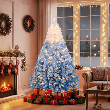 5/6/7/8 FT Artificial Christmas Tree with Warm White LED Lights and 8 Modes