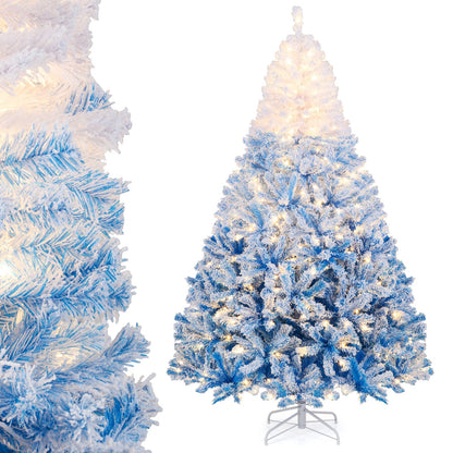 5/6/7/8 FT Artificial Christmas Tree with Warm White LED Lights and 8 Modes