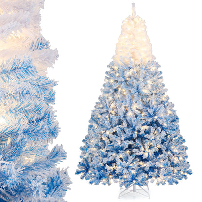 5/6/7/8 FT Artificial Christmas Tree with Warm White LED Lights and 8 Modes