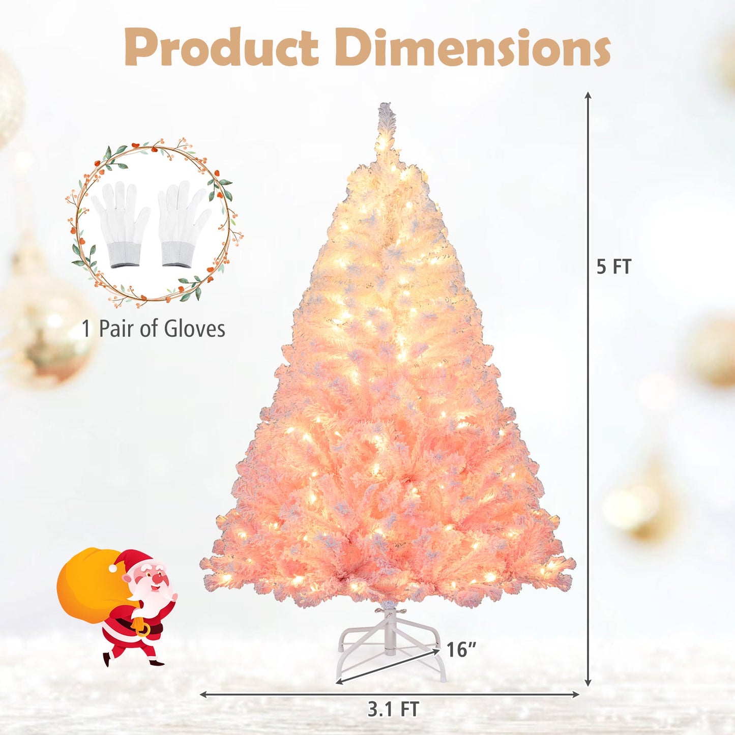 5/6/7/8 FT Artificial Christmas Tree with Warm White LED Lights and 8 Modes for Holiday
